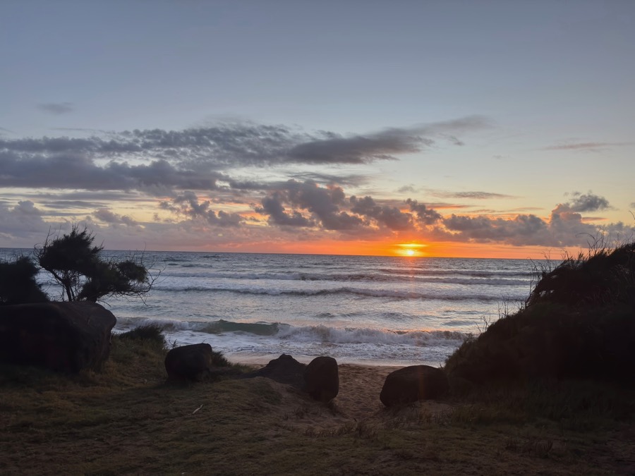 Sunset over a Hawaiian beach