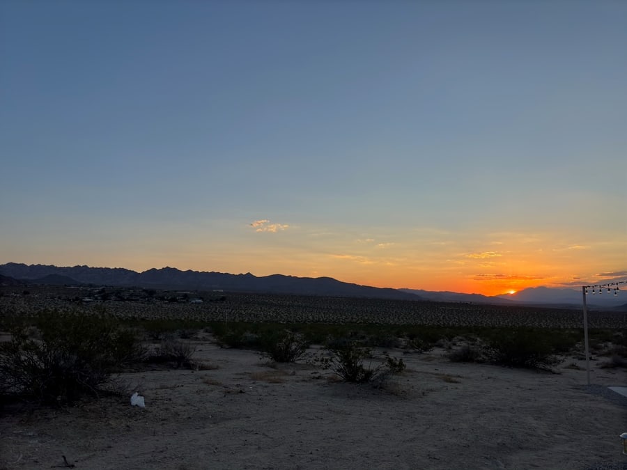 Golden sunset above the desert near Joshua Tree
