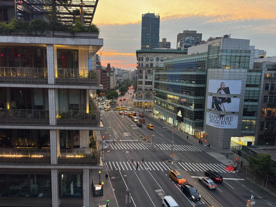 Manhattan avenue intersection at sunset