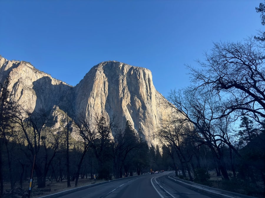 Granite cliff rising above Yosemite Valley