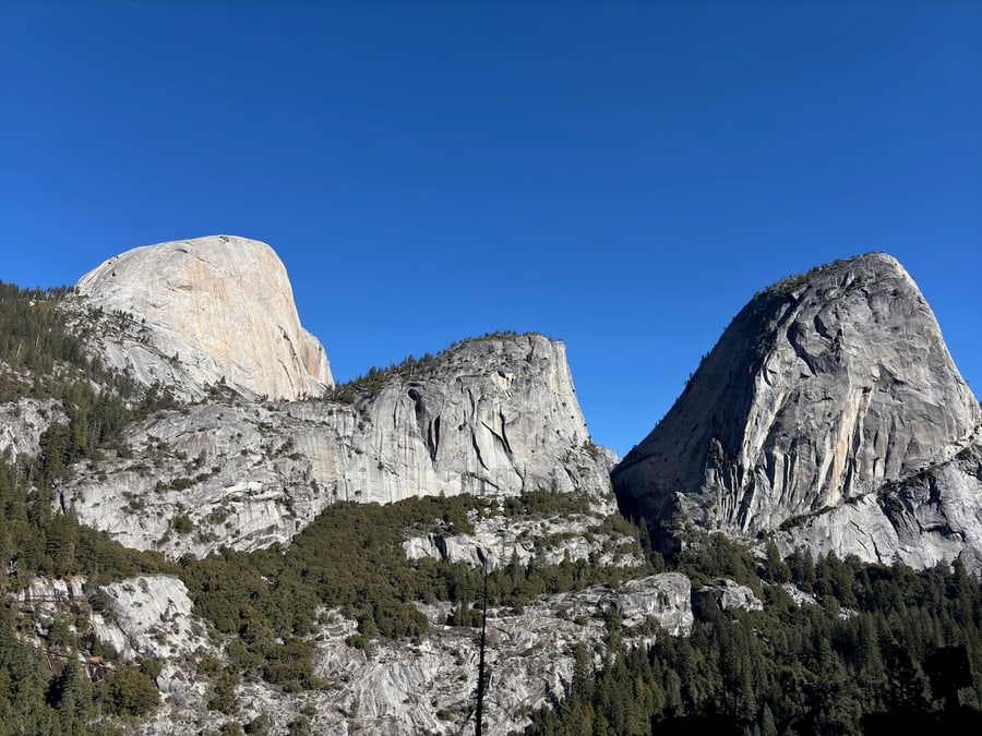 Half Dome above a snow-dusted Yosemite Valley