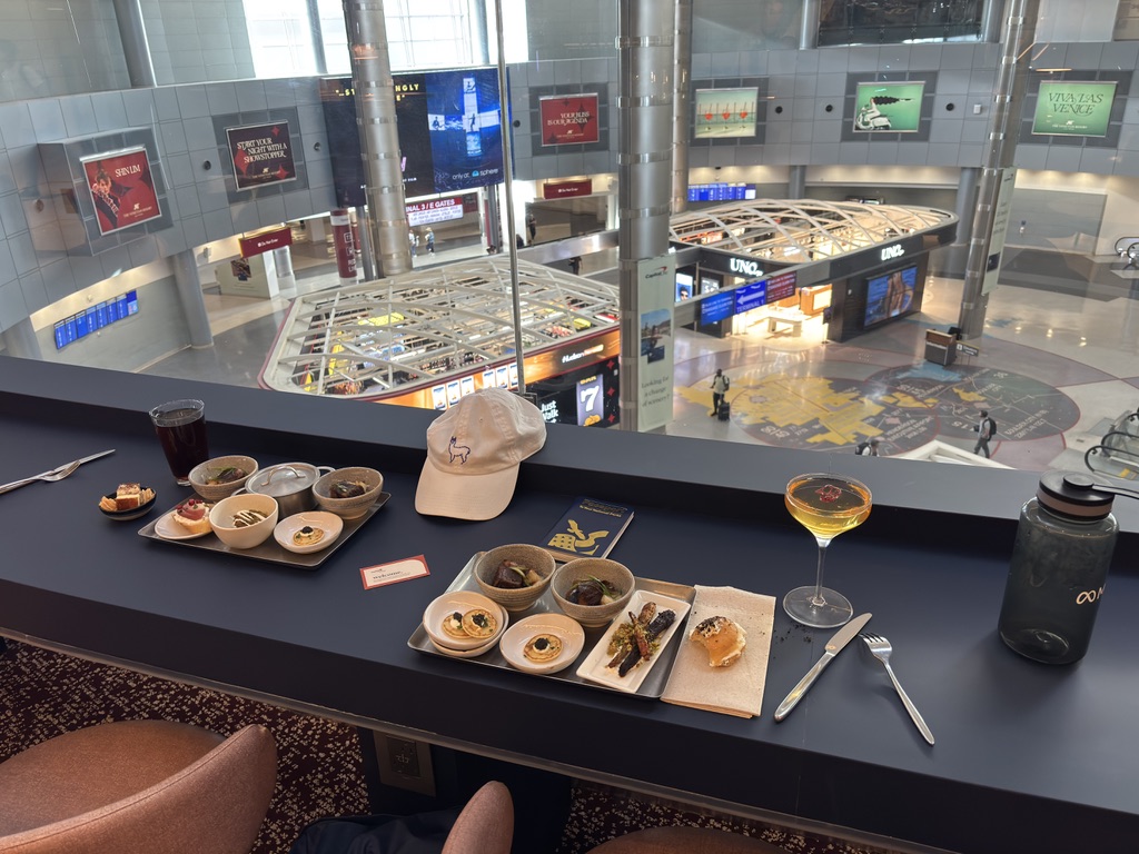 Food and drinks overlooking the Las Vegas airport concourse